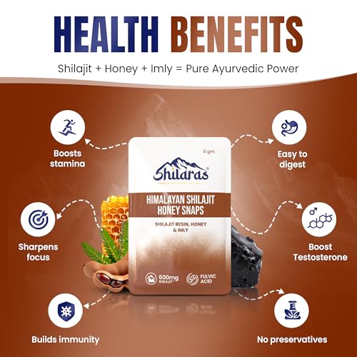 Image of Himalayan Shilajit Honey Snaps | Shilajeet Resin with Honey and Imli Flavour | 600mg Pure Himalayan Shilajit | Improve Energy Strength and Immunity Booster for Men and Women (Pack of 5)