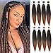 [8 PACKS DEAL] Pre-stretched Braiding Hair 8 Bundles - 24 Inch Ombre Brown Crochet Braids Yaki Straight EZ Braids Hot Water Setting Ombre Aurburn Soft Synthetic Bundles Hair Extensions (T1B/30)