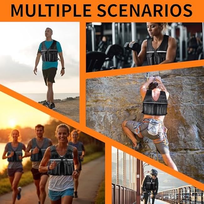 Prodigen Adjustable Weighted Vest, 0-10 lb/0-12 lb/0-18 lb Weight Vest for Women and Man with 8 Removable Sandbag and Pocket | Weighted Vest for Walking, Running, Weight Loss, Strength Training