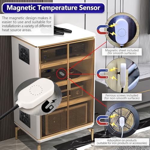 BRIEFCEC USB Digitale Temperaturregler-Steckdose mit Kältethermostat, 5V/2A, für die Temperaturregelung und Belüftung in Gewächshäusern, Aquarien und AV-SCH mit USB-PC-Lüftern