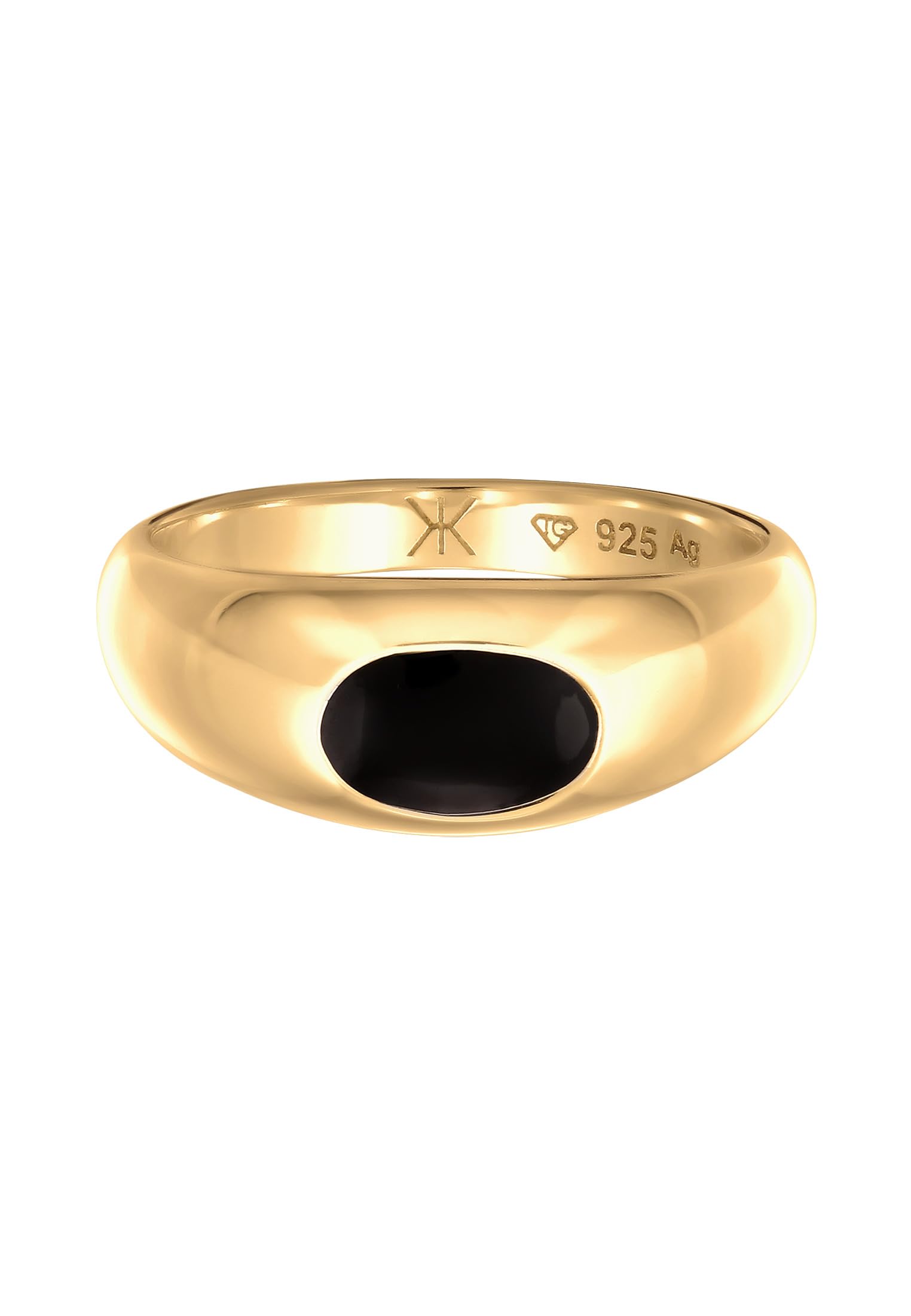 Kuzzoi Chevalière pour homme polie avec émail en argent sterling 925 plaqué or bague en argent massif pour hommes de taille 60-66, 0611392824