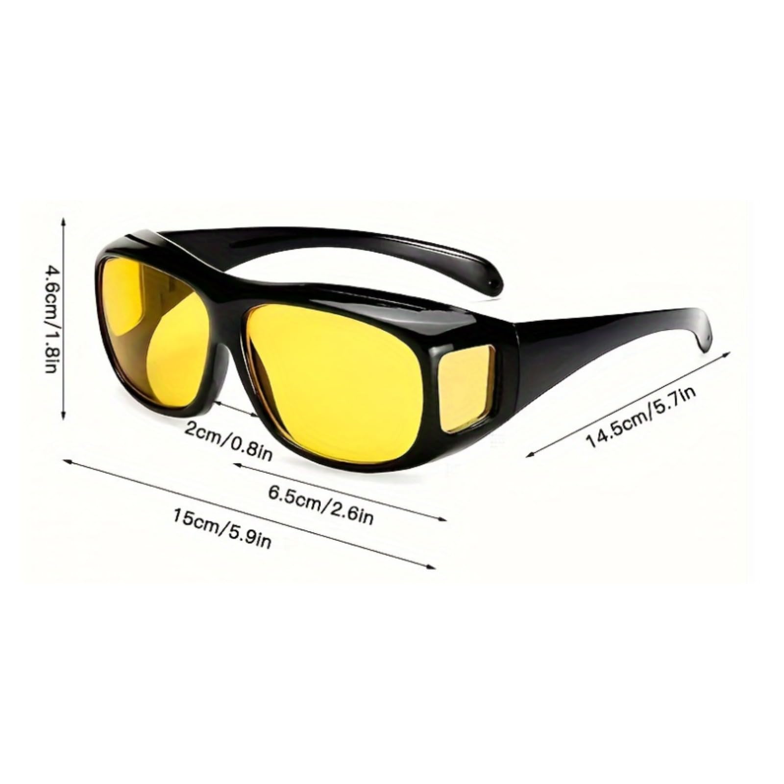 Hoffmarkt GloVision Nachtsichtbrille – Polarisierte Überbrille mit gelben Gläsern, blendfrei für Autofahren, Angeln & Golf