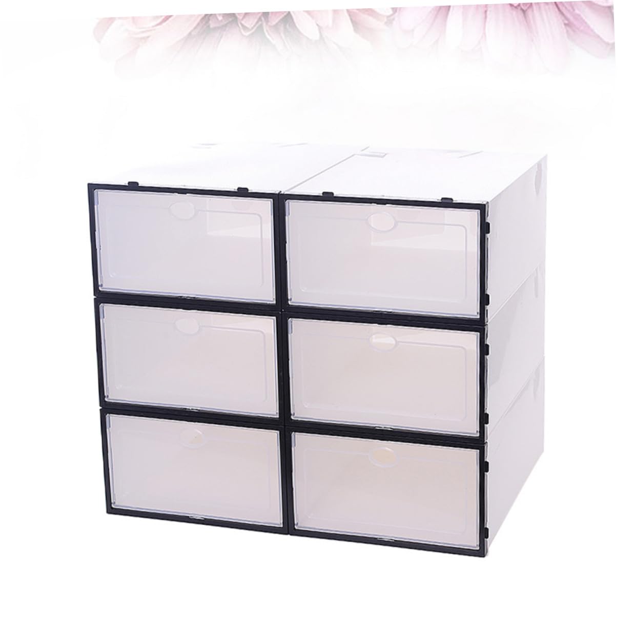 Set 6 Scatole per Scarpe Pieghevoli in Plastica Pp Design Trasparente, Organizer Scarpe Robusto e Salvaspazio per Armadi e Case
