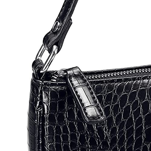 Retro Classic Clutch Shoulder Bag for Women Vegan Leather Croc Small Purse with Zipper Closure - Image 5