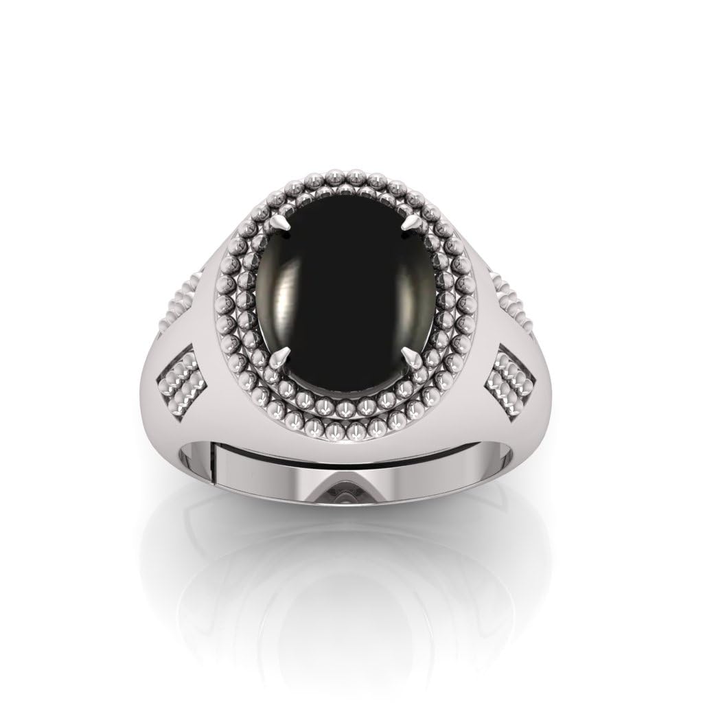 10.25 Ratti Black Hakik Original 9.32 Carat Agate Stone Adjustable Ring For Men And Women With Lab Certified B-011-image-29