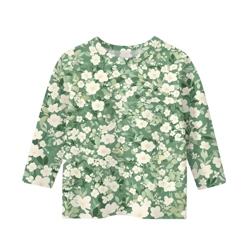 Girls Tops Round Neck 3/4 Sleeve Clothes Summer Casual Shirts Three Quarter Length 5-16 Years Outfits Pullover3