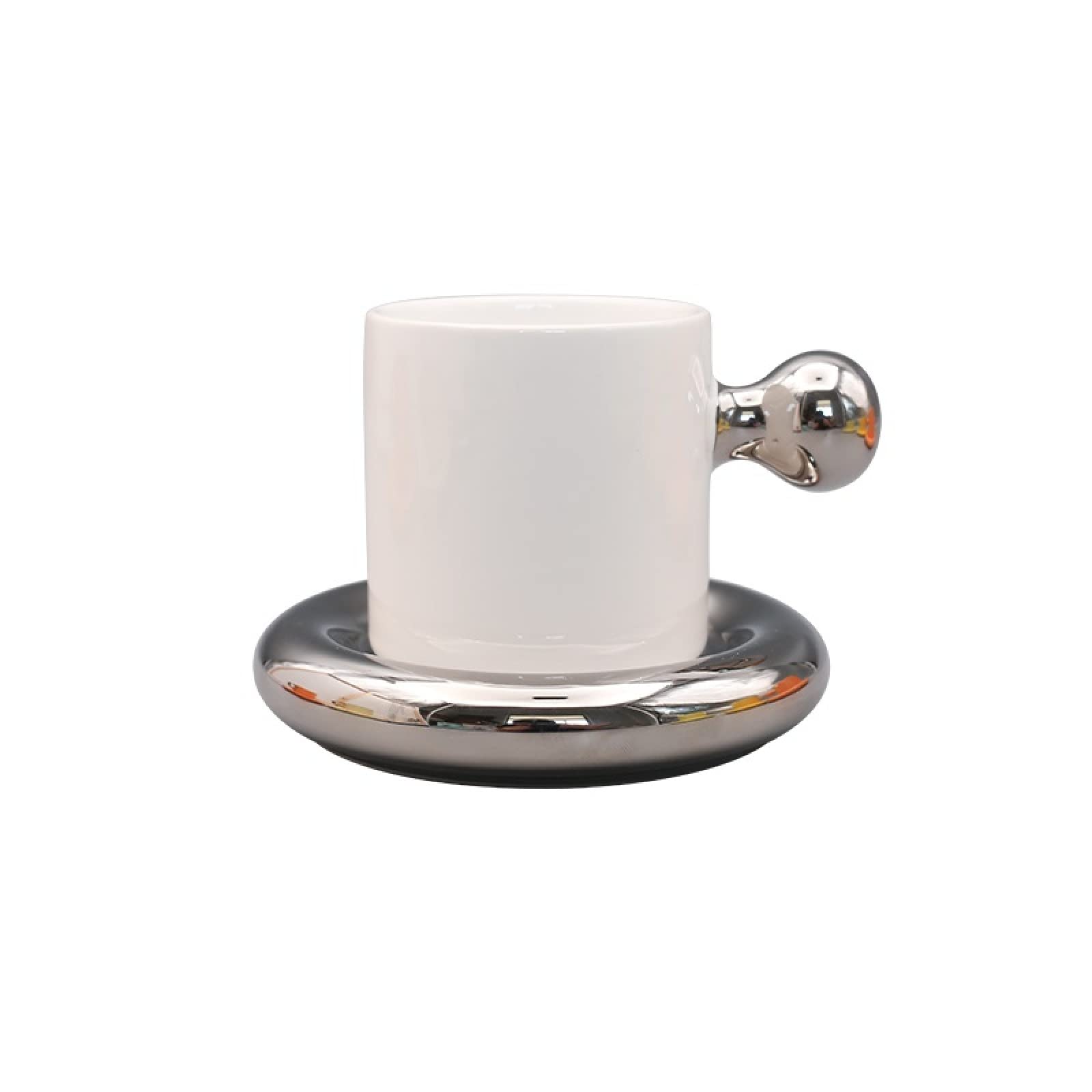 Tazza da caffè in ceramica Argento tuorlo con piattino Tazza da tè Tazza da caffè in ceramica Tazza Regalo per ufficio e casa