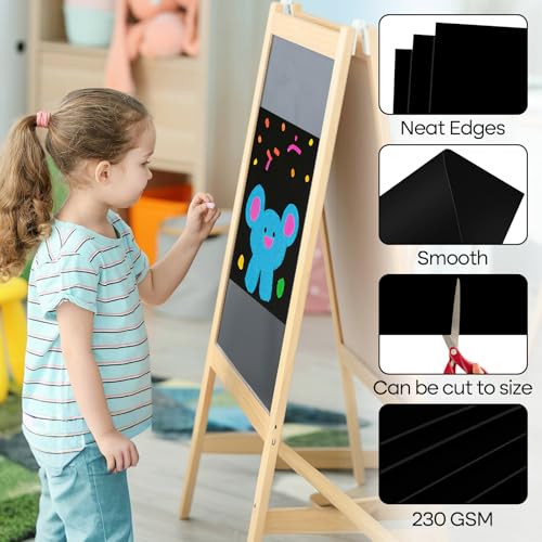 Image of 18 Pcs Black Poster Board Paper 12x18, ROOKEA Vision Boards Posterboard Bulk for School Projects Classroom Arts Craft Presentations Drawing Scrapbooking Blank Graphic Display