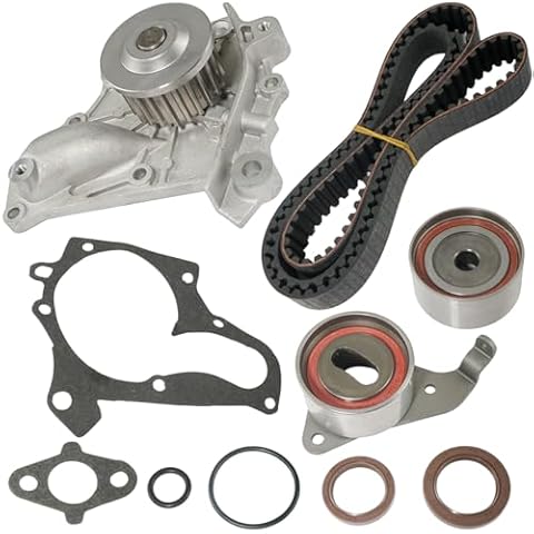 Engine Timing Belt Kit with Water Pump Compatible with 1987-2001 Toyota Camry, 1996-2000 Toyota RAV4, 1987-1999 Toyota Celica 1991-1995 Toyota MR2, 1999-2001 Toyota Solara 2.0L 2.2L 3SFE 5SFE TCKWP199 Cover