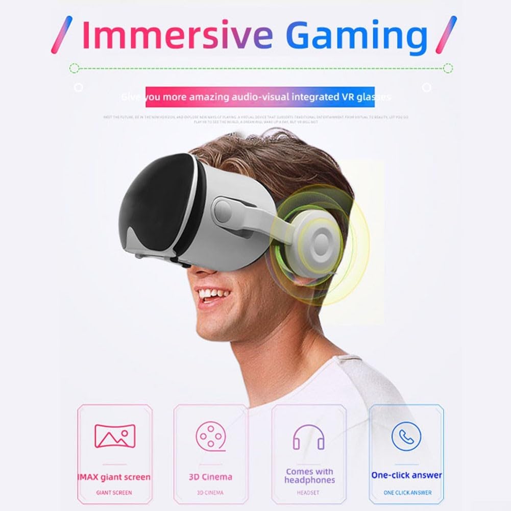 Besttoolifes Auriculares VR para teléfono celular, realidad virtual 3D, auriculares con gafas para iPhone o para Android de 5.5 a 6.7 pulgadas, con controlador, para juegos móviles y películas (negro)