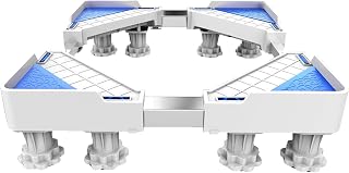 4/8 Strong Legs Protable Washing Machine Base Adjustable Dryer Refrigerator Stand Pedestal Width 43-65cm Length 50-72cm Fridge Freezer Stand Stent for Dishwasher Plant Container (8