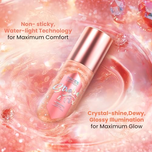 Image of FACES CANADA Ultime Pro Strobe Makeup Fixer - Rose Gold, 100 ml | 12HR Long Lasting Makeup Setting Spray | Dewy Shimmery Glow Finish | Hydrating, Non-Sticky | Waterproof, Transferproof & Alcohol-Free