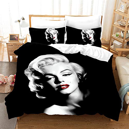 Ste-X Housse De Couette Marilyn Monroe Model Modèle D'acteur Taie d'oreiller Literie Anti-acariens Doux 15% Coton + 85% Microfibre...