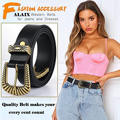 ALAIX Belts for women Women's Belts Silver Gold Buckle leather belts Black Western belts Jeans Pants belts for women2