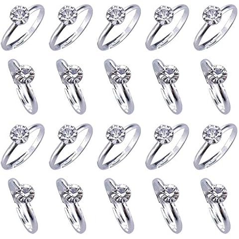 Topoox 80 Pack Bridal Shower Rings Silver Diamond Engagement Rings for Wedding Table Decorations, Party Games, Cupcake Toppers Cover