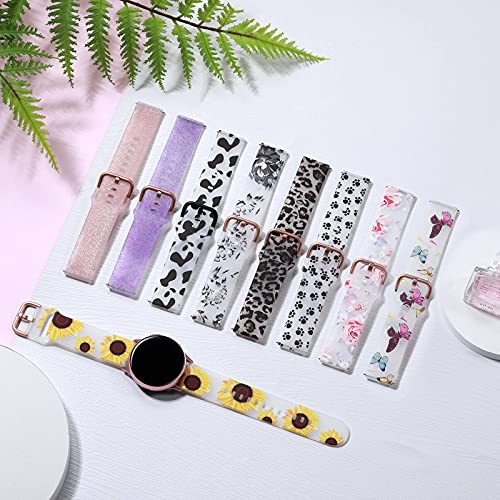 Geak Compatible With Samsung Galaxy Watch 5 Band/ Watch 4 Bands/ Watch 4 Band 40Mm 44Mm, 20Mm Silicone Bands For Samsung Watch 5 Bands/Galaxy Active 2 Watch Band Women Men Pink Flower #TOP6