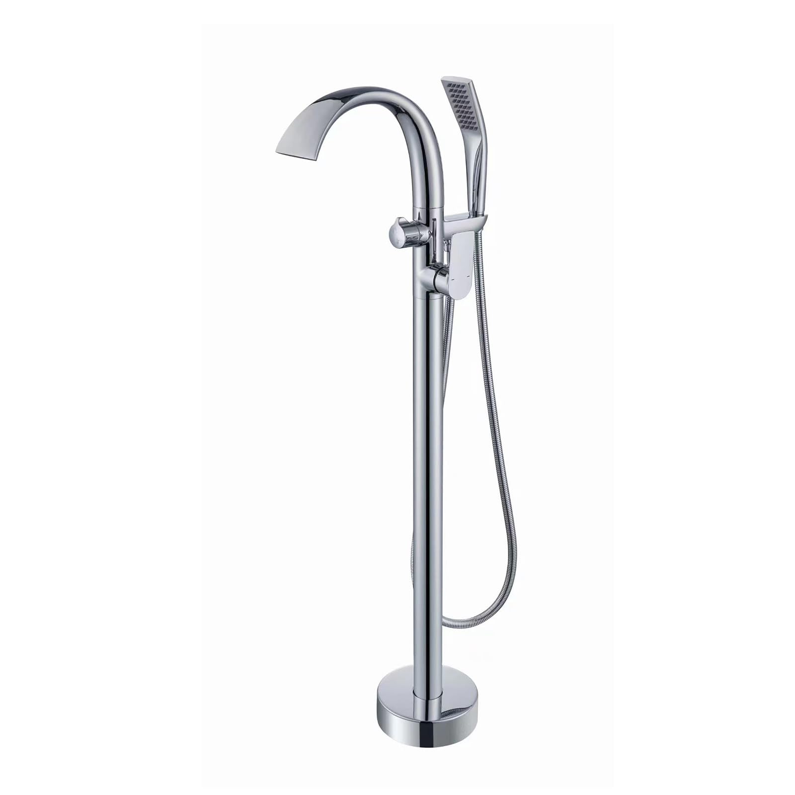 Mitigeur baignoire à levier simple avec cascade d'eau et douchette grise