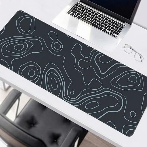 Image of Saco XXL Gaming Mouse Pad for PC - Large Desk Mat 900x400x3mm, Extended Non-Slip Rubber Base, Waterproof Surface, Topographics Design, Big Keyboard Mouse Pad for Office & Home Setup