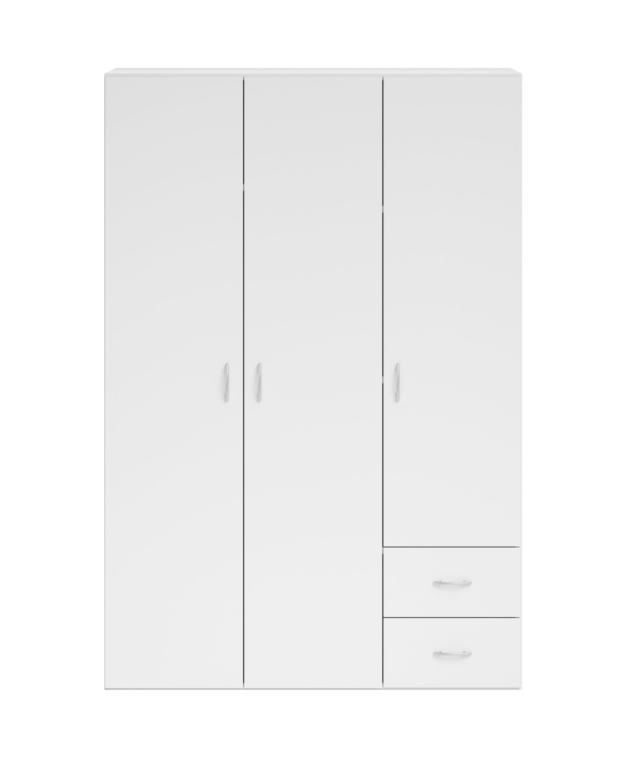 Armadio Guardaroba 3 Ante e 2 Cassetti | Armadio Camera da Letto Moderno 121x177x51 cm (LxHxP) | Ampio Spazio Organizzativo con Barra Appendiabiti | Colore Bianco