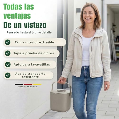 Miniatura 3 de Yourcasa Cubo De Basura Cocina - 4l Para La Basura Orgánica Diaria En La Cocina - Para Lavavajillas - Resistente A Los Olores Cubo Basura Organica Cubo Basura Organica Pequeño Cubo Organico Beige