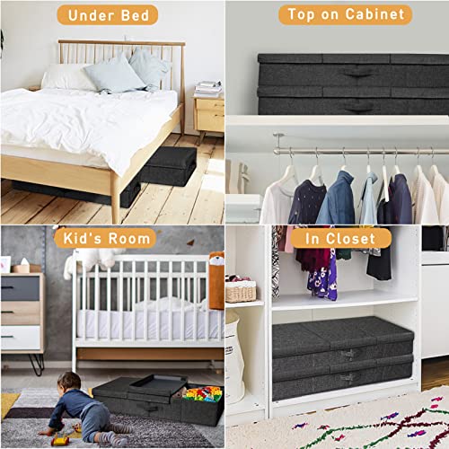 Image of punemi Under Bed Storage Containers, Set of 2 Low Profile Under Crib Storage Bins With Lid, Large Sturdy Under Bed Clothes Drawer Organizers Box for Dorm Room Couch Closet Basement, Black