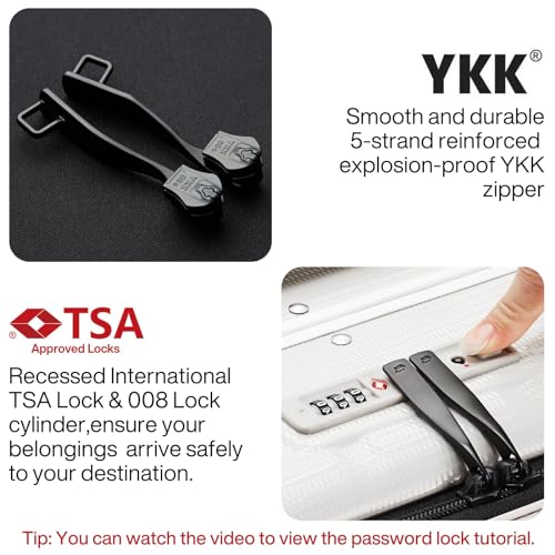 Image of Hanke 16 20 24 26 Inch Carry On Suitcase PC Hardshell Luggage Top Open Aluminum Frame Rolling Suitcases with Wheels Travel Luggage for Womem Men, Ivory White Upgrade, 20 Inch, 20 Inch Carry on Luggage