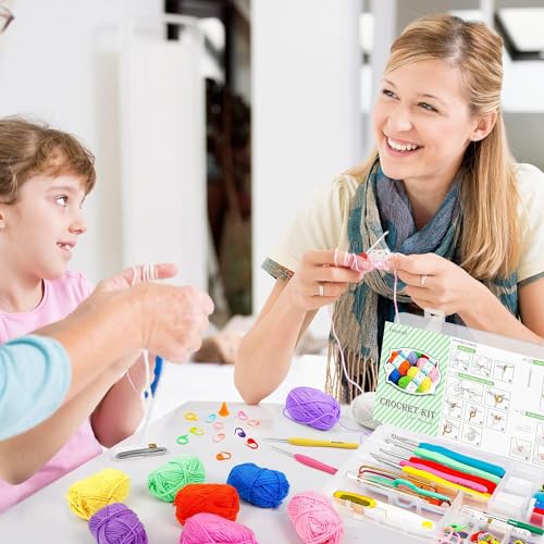 Image of Wolly Wonders 132 Piece Crochet with Yarn Set-1600 Yards Assorted Yarn 24 PCS Crochet Accessories Set Including Hooks, Knitting Needles & More Ideal Beginner, Adults Kit