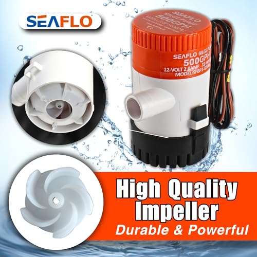 Image of SEAFLO 01 Series 500 GPH Bilge Pump - 12V, 3 /4 inch Outlet, Marine Submersible Pump with Anti-Airlock Protection, CE & Rohs Certified, 4-Year Warranty | Reliable for Boats and Marine Applications