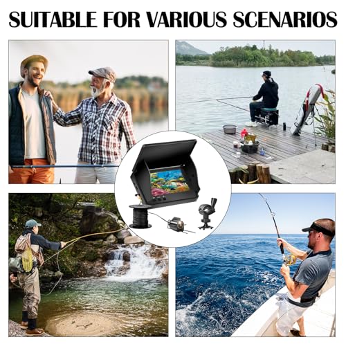 Fischfinder, Fish Finder Kamera IP65 Wasserdicht Unterwasser Kamera mit 5 Zoll IPS Display 8000mAh Akku 30m Kabel 220° Weitwinkel Nachtsicht für Meeresangeln Fluss Angeln Eisfischen