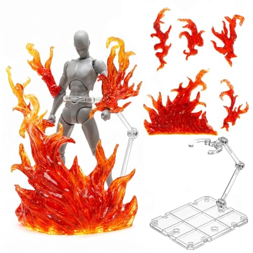 iplusmile Action Figure Stand Assembly Action Figure Display Holder Base Doll Model Support Stand Figure Display Fire Effects Compatible with HG RG SD SHF 1/144 Red