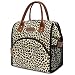 LOKASS Lunch Bag Insulated Lunch Box Wide-Open Lunch Tote Bag Large Drinks Holder Durable PU Leather Snacks Organizer for Women Men Adults College Work Outdoor Activies,Leopard Print