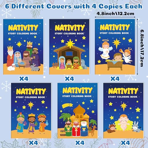 Image of Nativity Coloring Books for Kids - 24Pcs Bulk Christian Nativity Mini Coloring Booklet DIY Art Drawing Book for Bible Savior Religious Activity Supplies School Classroom Xmas Party Goodie Bag Stuffer