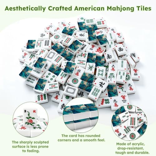 Juego de Mahjong Americano con 166 fichas y bolsa miniatura 6