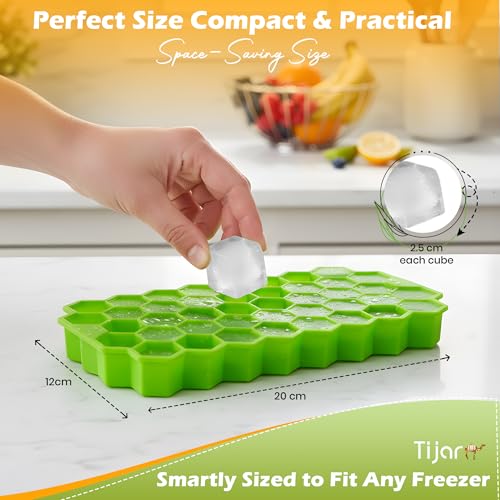 Ice Cube Tray with Lid, Soft Silicone Ice Moulds, Diamond Shape Ice Cube for Drinks and Desserts, Easy Removal (Green, 1 Pack) - Image 6
