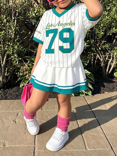 Image of LUKYCILD Baby Girls Summer Clothes Casual Clothing Suit Short Sleeve Striped T-Shirt +Pants