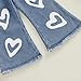 MA&BABY Toddler Girls Outfits 2T 3T 4T 5T 6T Knitted Kids Girl Denim clothes Ruffle Sleeve Tops Love Hearts Jeans Flare Pant (White Ruffle, 4-5T)