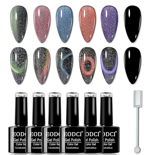 Esmaltes Gel EODCI 9D Cat Eye 7.5ml x6 con imanes miniatura 1
