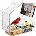 iBorn 2026 New Window Bird Feeders for Outdoors Wind-Proof Tray Lock,Cardinal Bird Feeder with Strong Suction Cups for Window Birds Watching, Chewproof PC, for Parent &Child