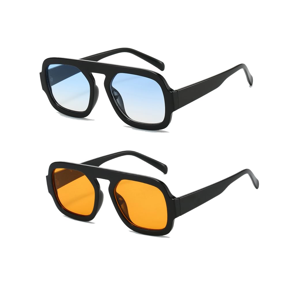 YAMEIZE Retro Occhiali da Sole Pilota Quadrati Donna - Uomo Vintage Anni 70 Classici Occhiali Protezione UV400
