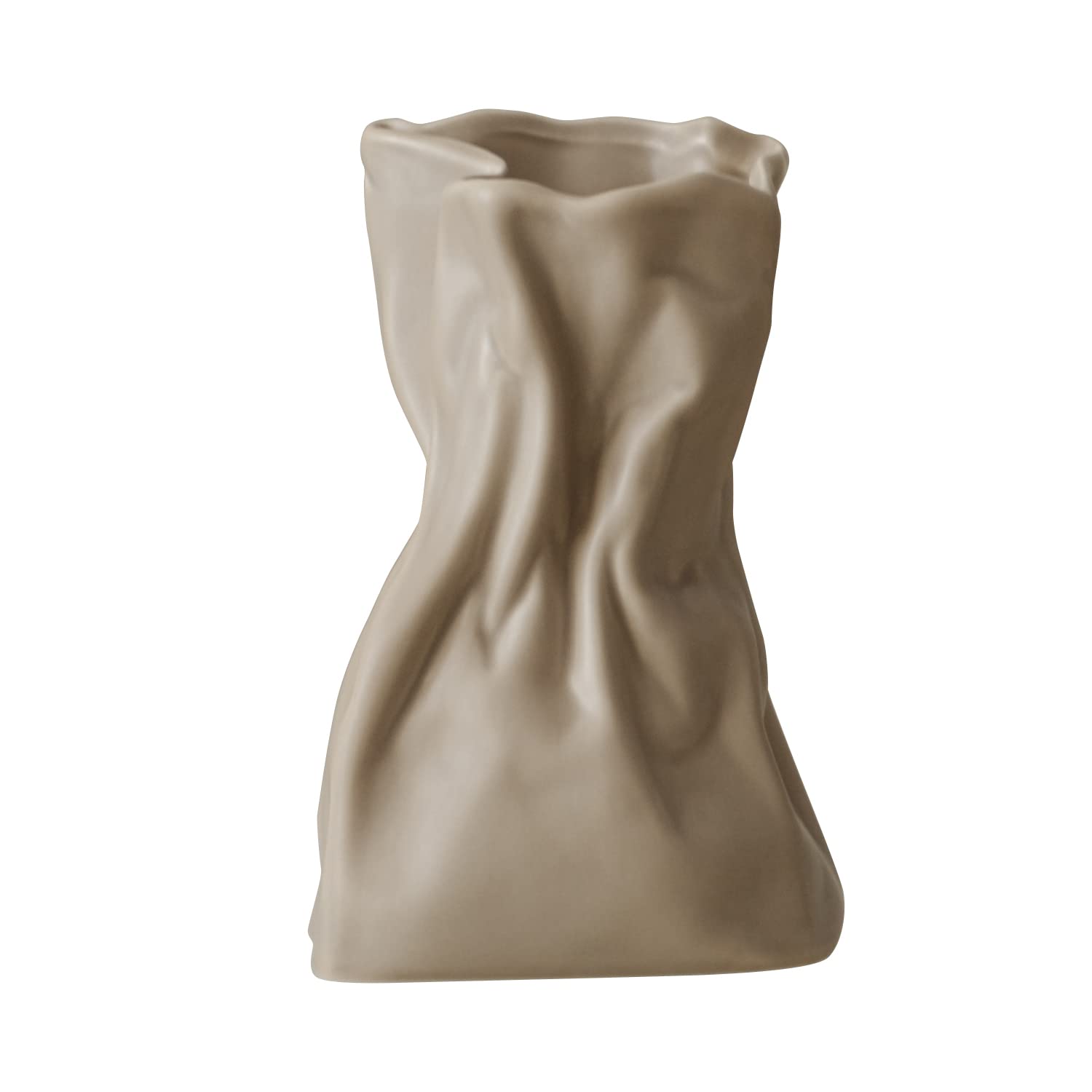 Grab Paper Bag Handmake Ceramic Vase, Crinkle Paper Bag Design for Flower Arrangement Living Room