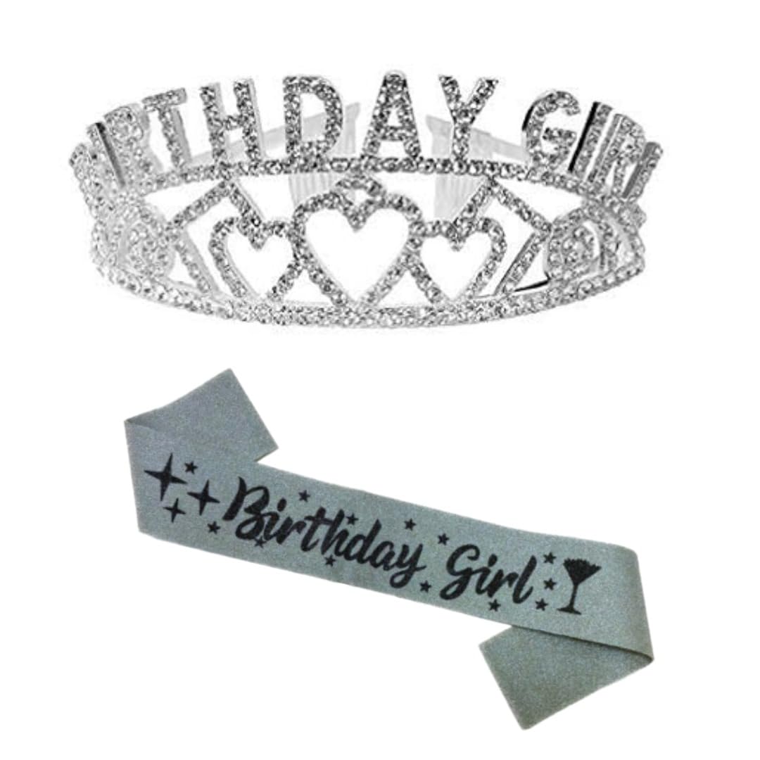 Wanna Party Birthday Girl Sash And Birthday Girl Crown - Pack of 2 Pcs Silver Birthday Sash for Girls | Birthday Crowns for Girls | Crown for Birthday Girl | Princess Crown for Girls (B0CWGP3G35) Amazon Price History, Amazon Price Tracker