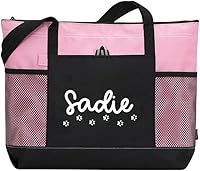 Personalized Dog Tote Bag - Custom Name & Paw Print Canvas Mesh Bag for Pet Essentials, Gifts for Dog Moms