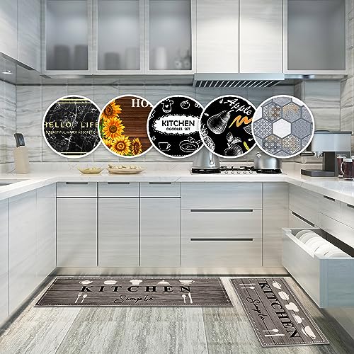 Kitchen Rugs Runner Set of 2 Anti Fatigue Kitchen Floor Mat for Home Decoration Office Waterproof Non Slip Kitchen Rug Set Comfort Standing Mats (Kitchenware-B, 43x75+43x150cm) - Image 3