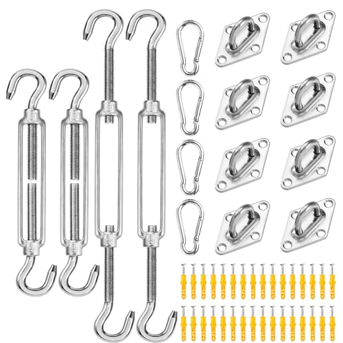 SOVYOULIVE Shade Sail Hardware Kit, M8 Heavy Duty Sun Shade Installation Kit for Triangle Rectangle Sun Shade Sail, Stainless Steel Awning Attachment Set (80 PCS)