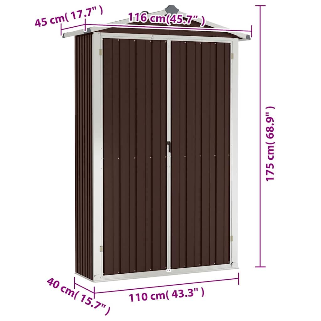 vidaXL Capanno da Giardino Marrone 116x45x175 cm in Acciaio Zincato