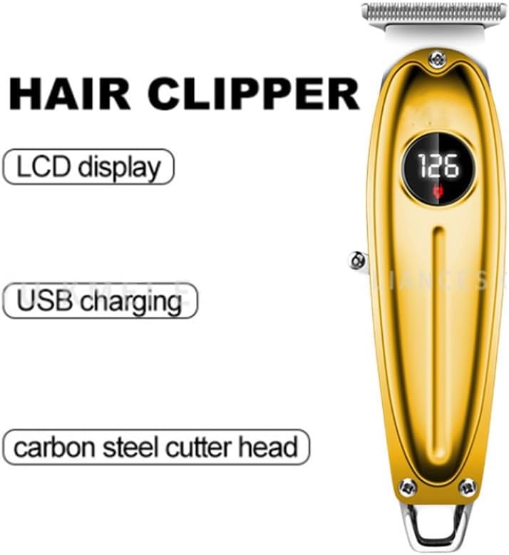 Hair for Men Professional All Metal TrFor Electric Beard Clipper Rechargeable Haircut Machine(Gold)