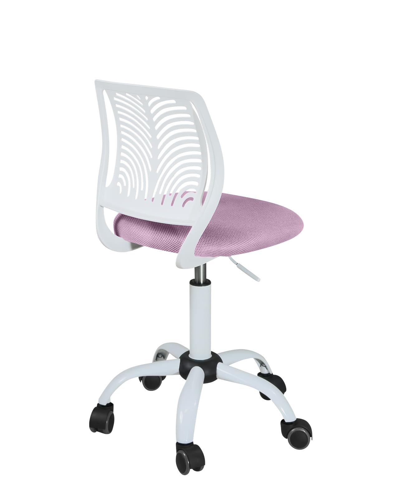 KAYELLES Chaise de Bureau Enfant Junior SAWI Blanc Rose | Réglable en Hauteur, Assise Mesh Respirant, Dossier Ajouré, Pivotante 360°, Roulettes Souples