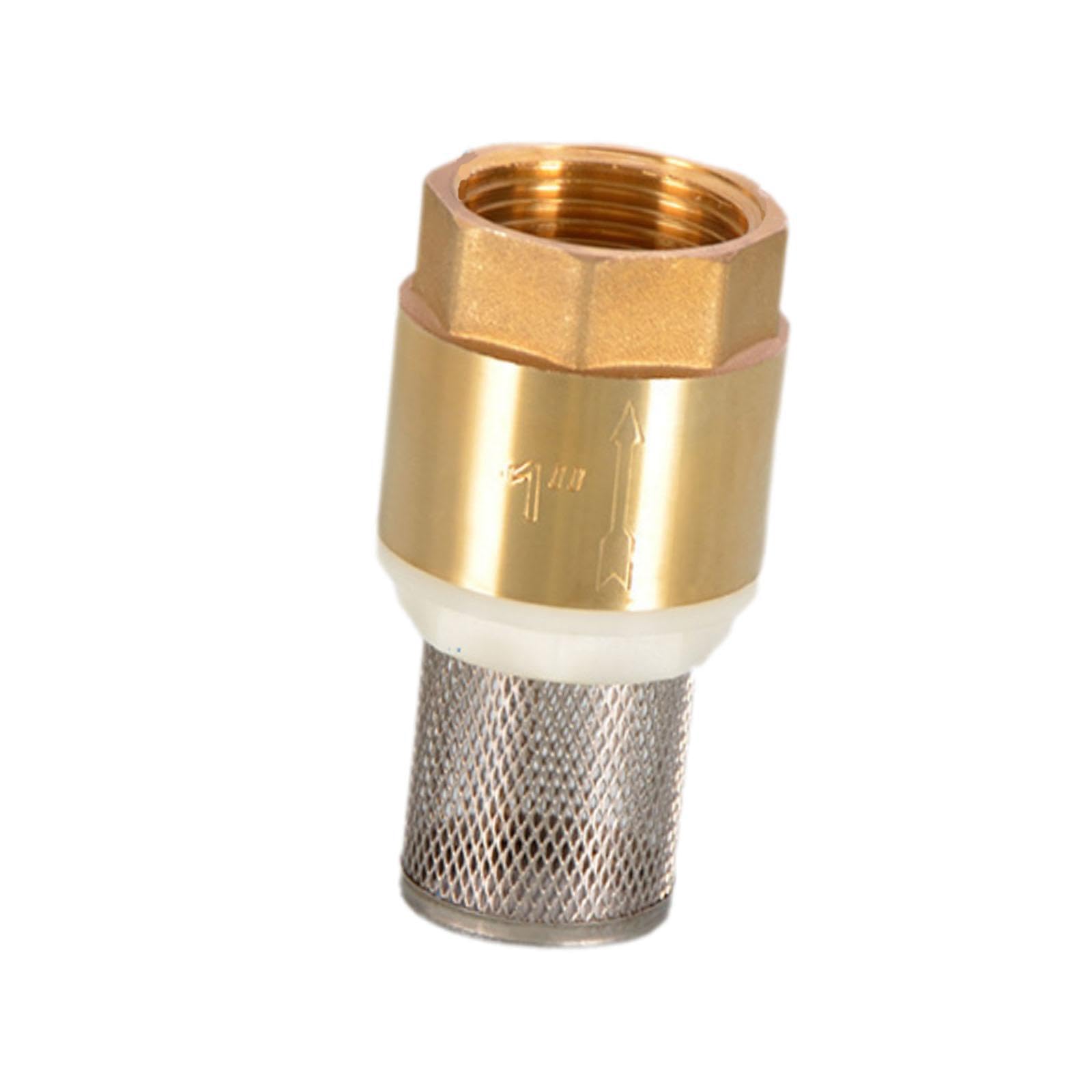 TWISAXC Prevent Backflow Effectively Brass Foot Valve Maintains Prevents Backflow Reliable Performance Foot Valve is Made Brass and Steel Materials Check, Golden, DN25 with Mesh