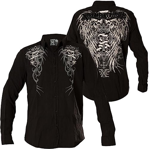 Xtreme Couture Affliction Men's Button Down Shirt Kings Fall3