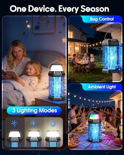 Image of Foldable Solar Bug Zapper Outdoor - Portable 4500V Mosquito Zapper with 12H Battery, USB & Solar Charging, IP66 Waterproof, Ideal for Camping, Patio, Backyard, Indoor & Outdoor Use